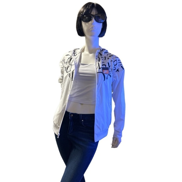 Nike "Just Do It" Black& White Windbreaker Zip Jacket, Youth XL / Women's Small - Picture 3 of 6